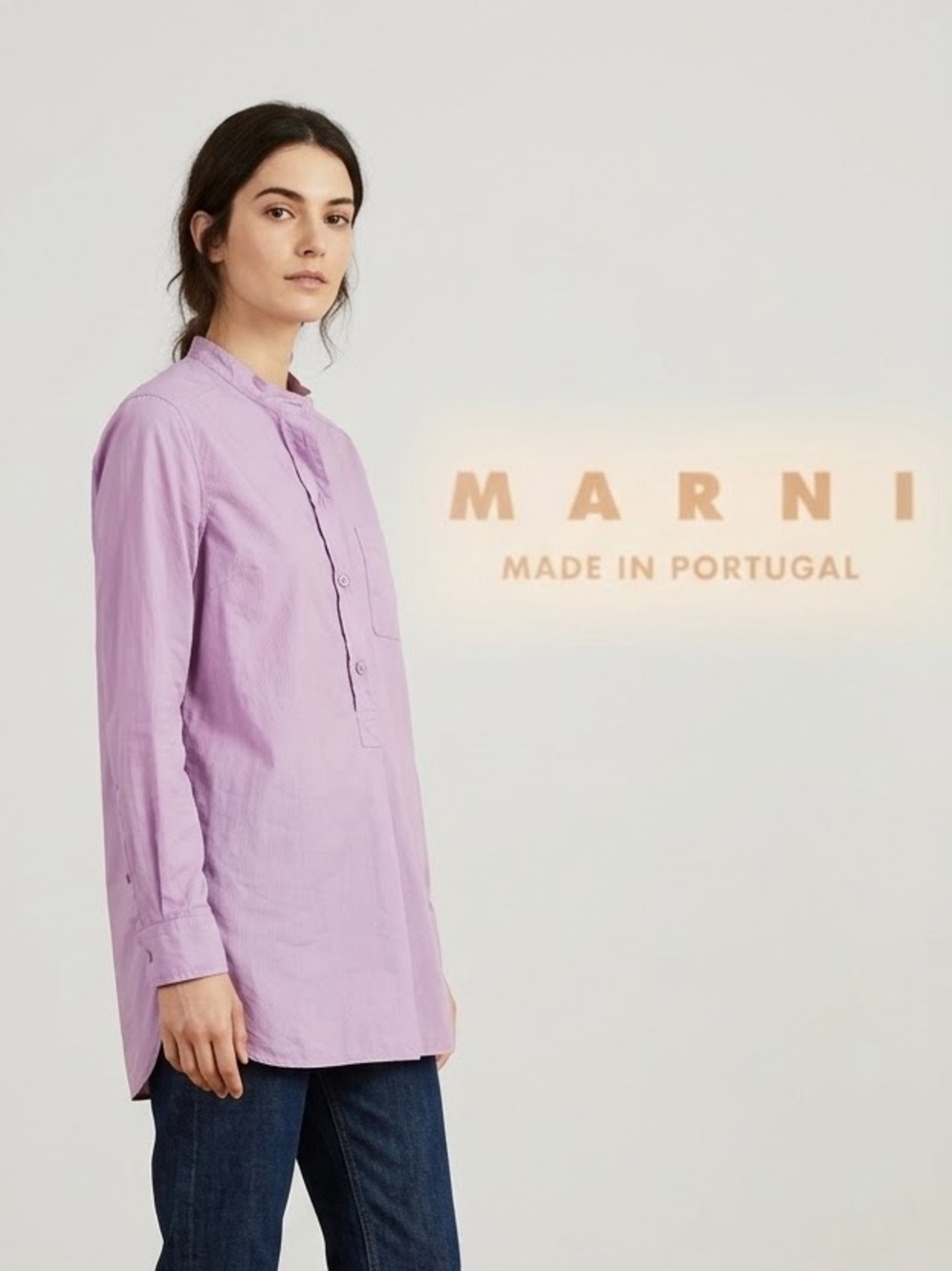 Marni Lilac Button-Front Long-Sleeve Blouse